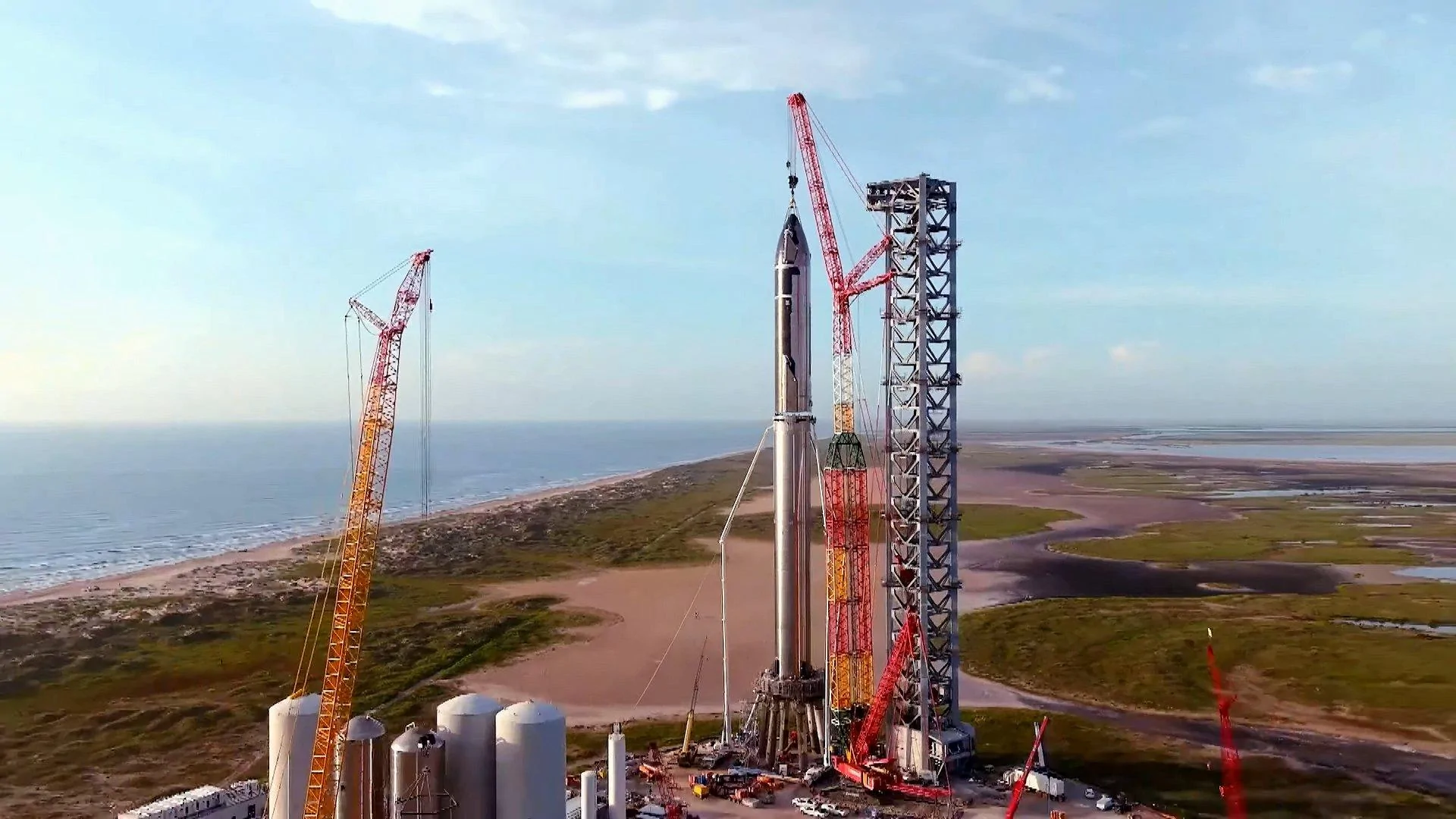 Tesla Model 2 Space X Largest Rocket So Far stacking