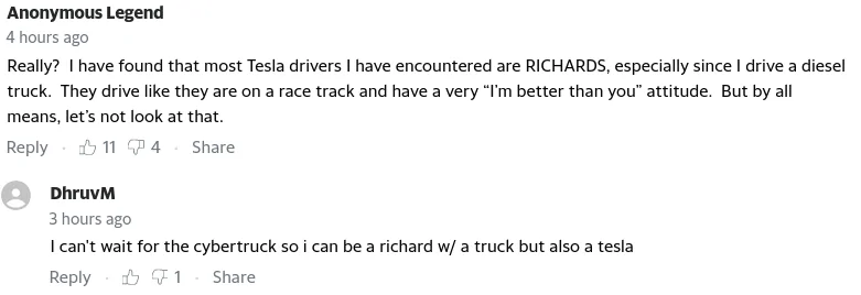 Tesla Model 2 Tesla drivers say they've faced more incidents of road rage since they started driving the electric cars Screenshot from 2022-12-05 18-25-45