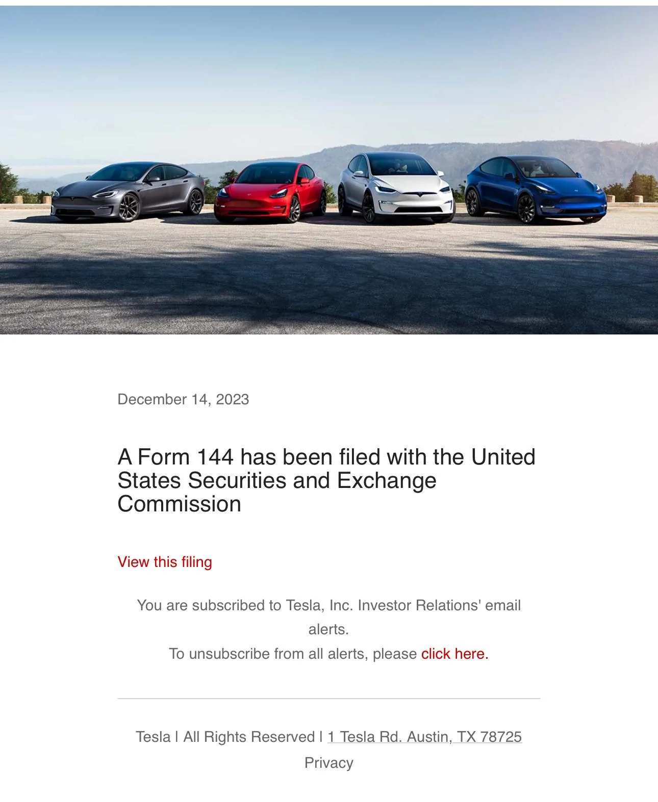 Tesla Model 2 Form 144 filed this afternoon Securities and Exchange General info. IMG_3029