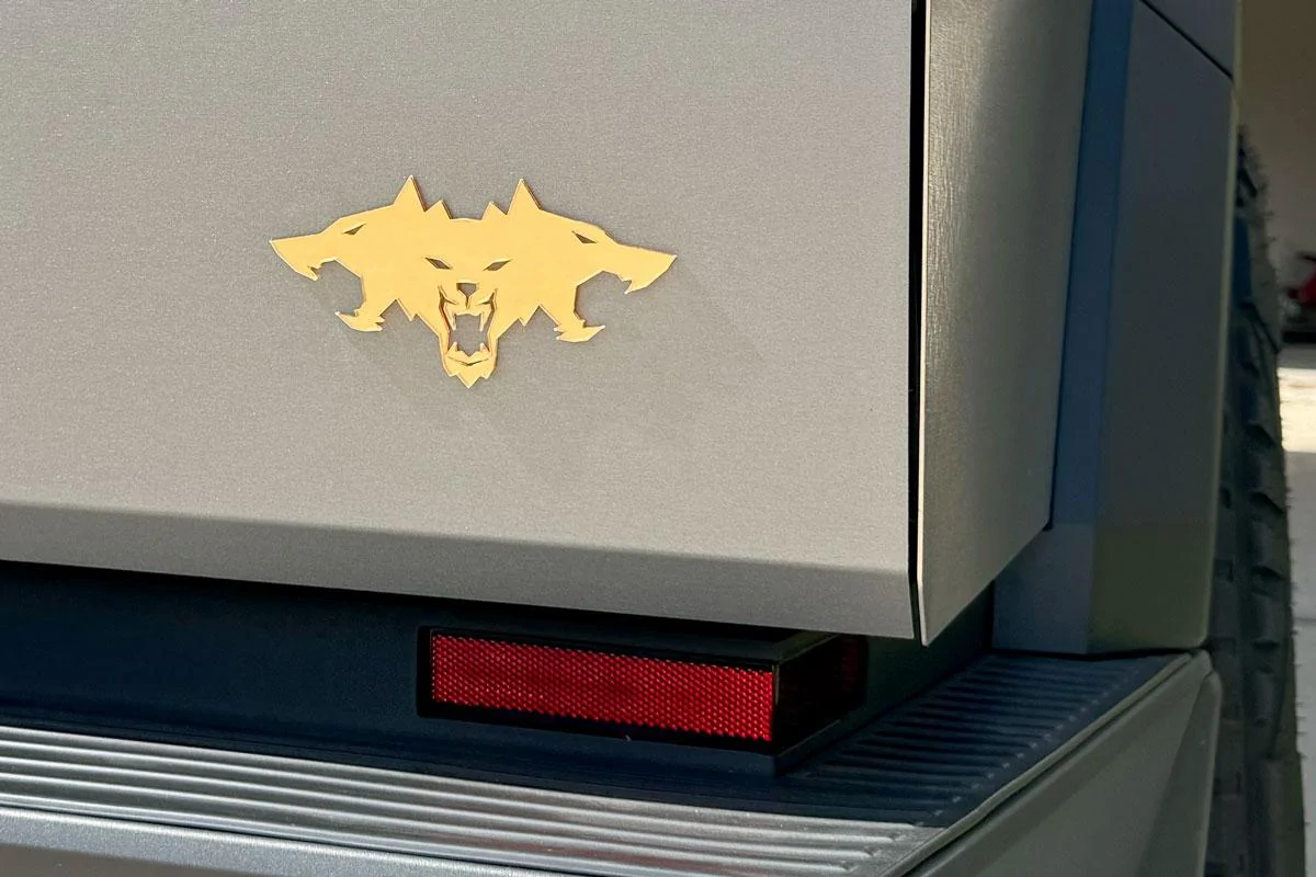 Tesla Model 2 ? Metallic Silver Cyberbeast 3D Laser-Cut Emblems emblem-gold-tailgate-small