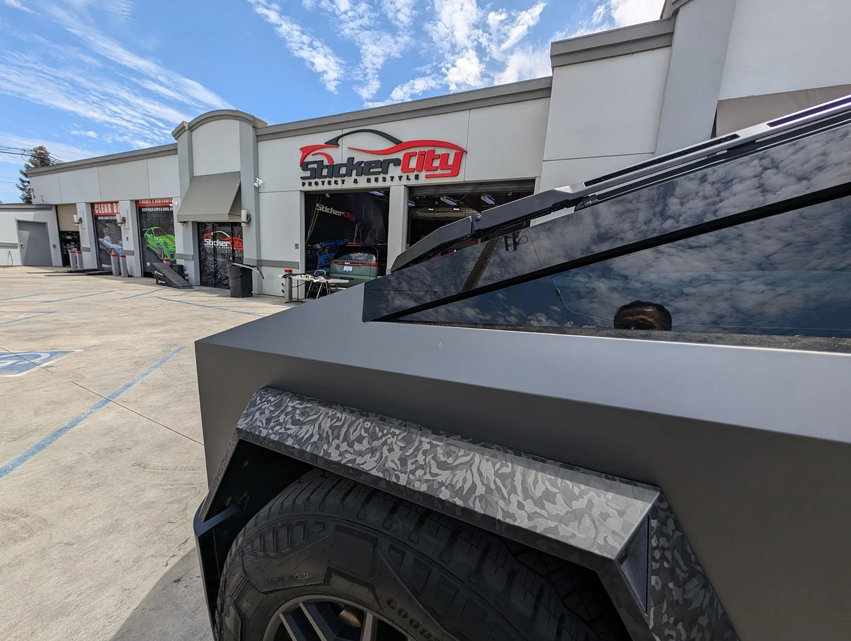 Tesla Model 2 Stickercity Offers $300 Discount for Cybertruck Colored PPF Wrap in Los Angeles LA Cybertruck wraps paint protection film ppf vinyl color change satin black liquid silver stick
