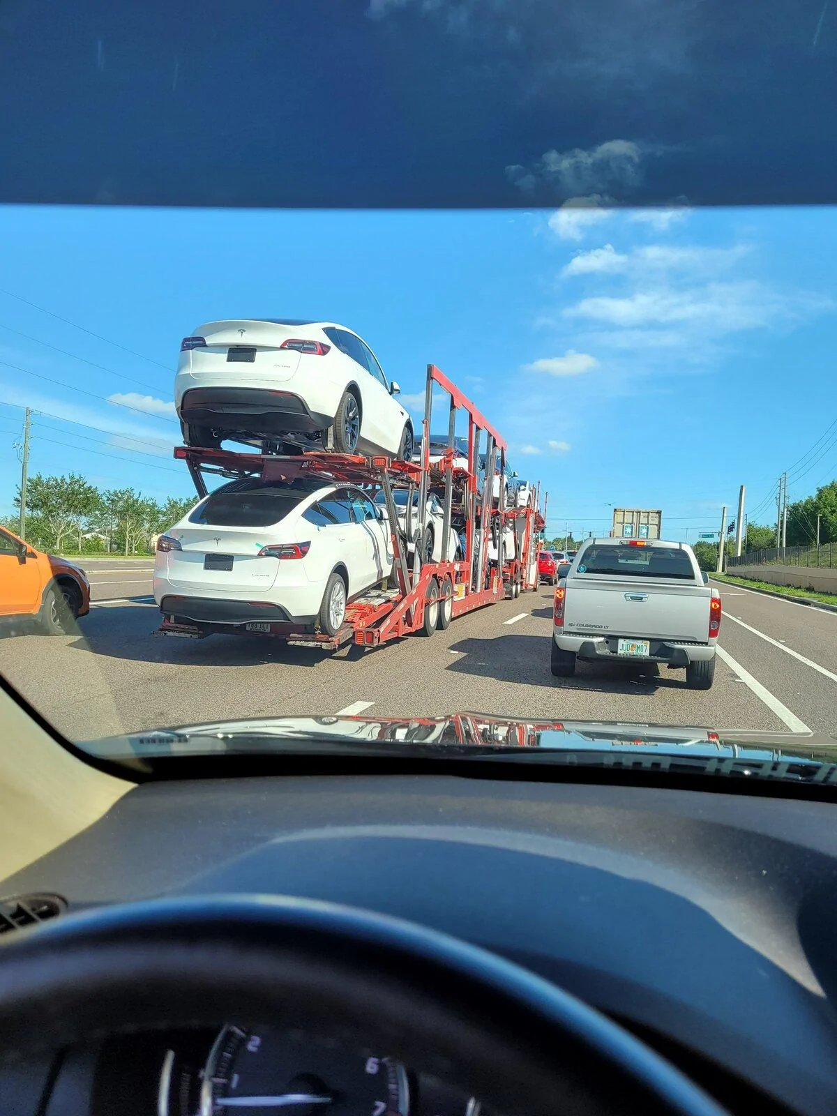 Tesla Model 2 Spotted Truck load of Teslas 20210427_171336